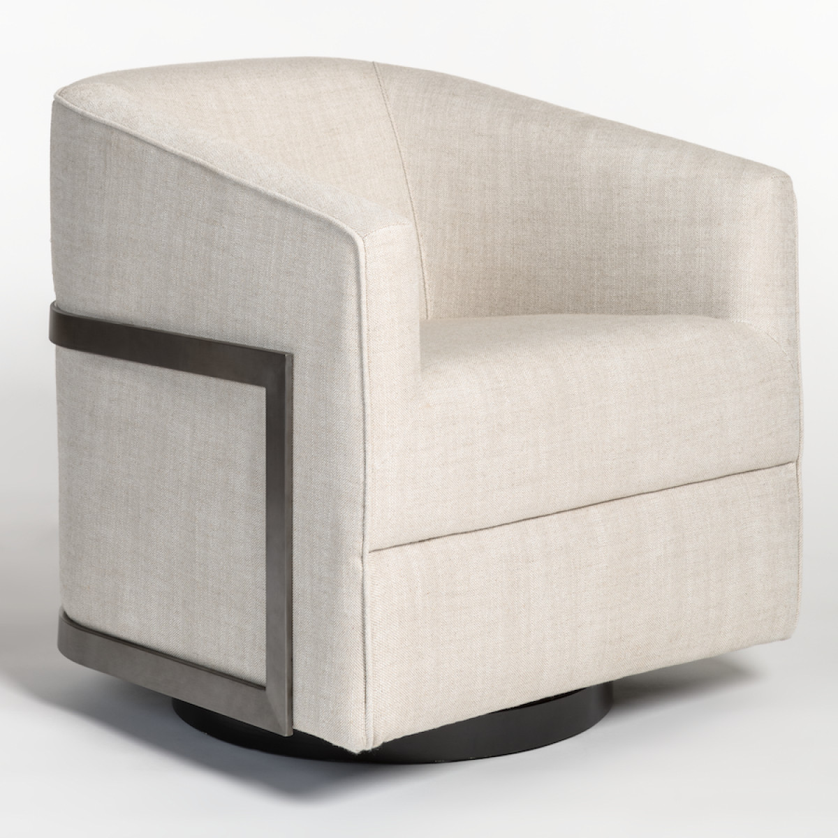 Shop Blaine Occasional Swivel Chair In Everest Frost And Blackened Nickel from DiMare Design on Openhaus